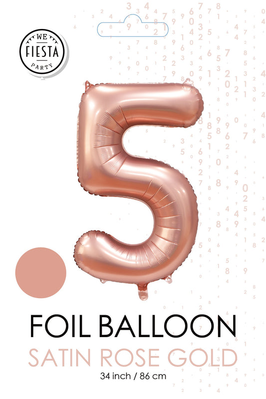 Folieballon 5 tal rosa guld 86 cm