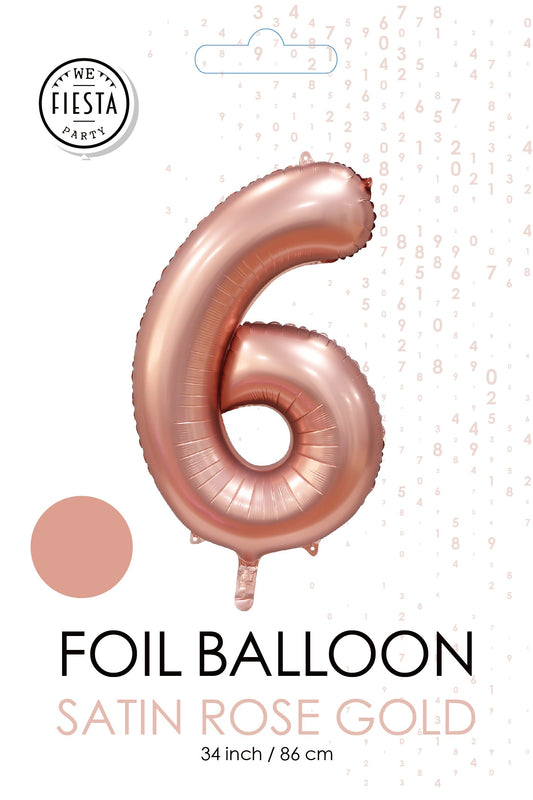 Folieballon 6 tal rosa guld 86 cm