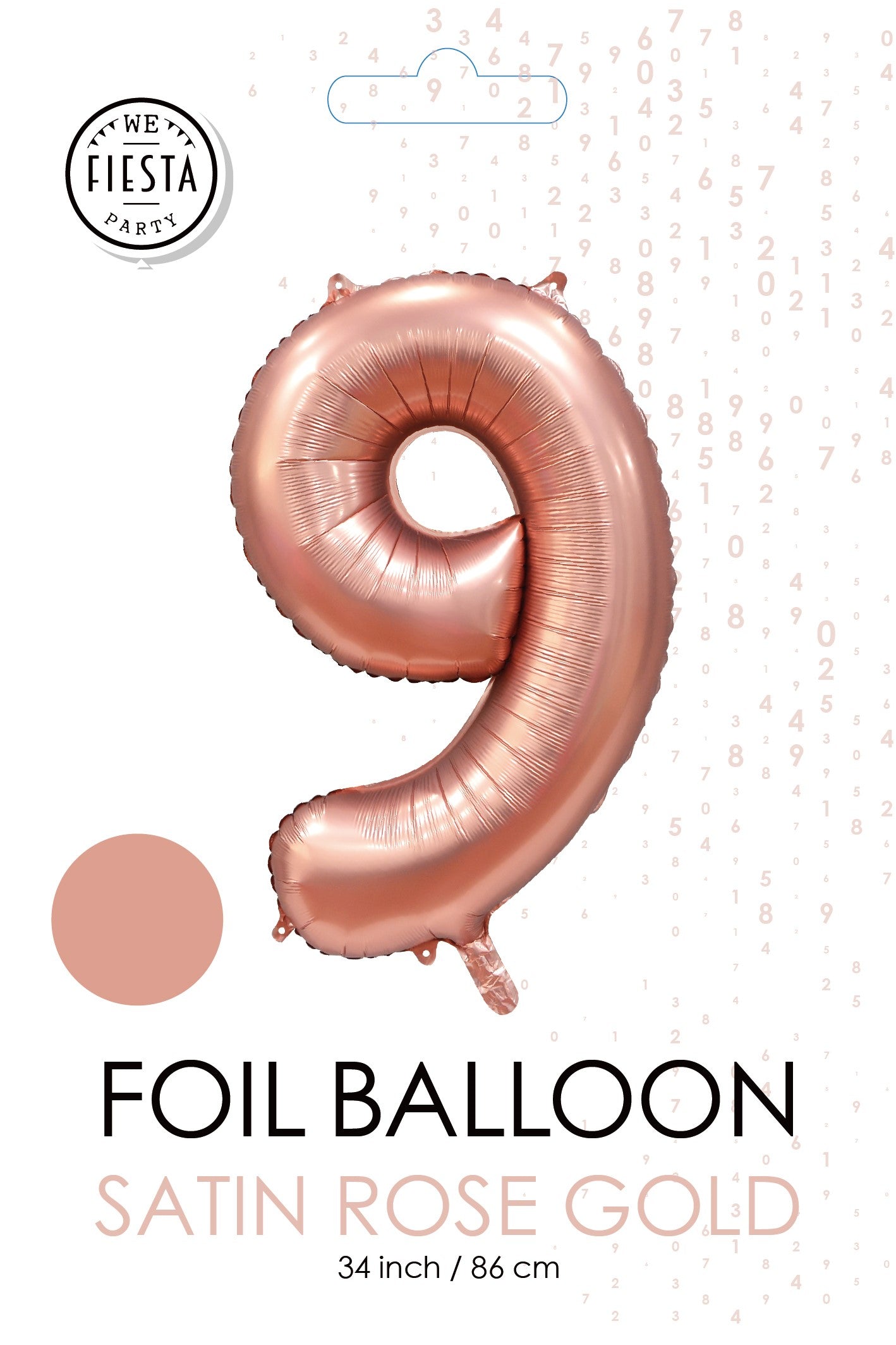 Folieballon 9 tal rosa guld 86 cm