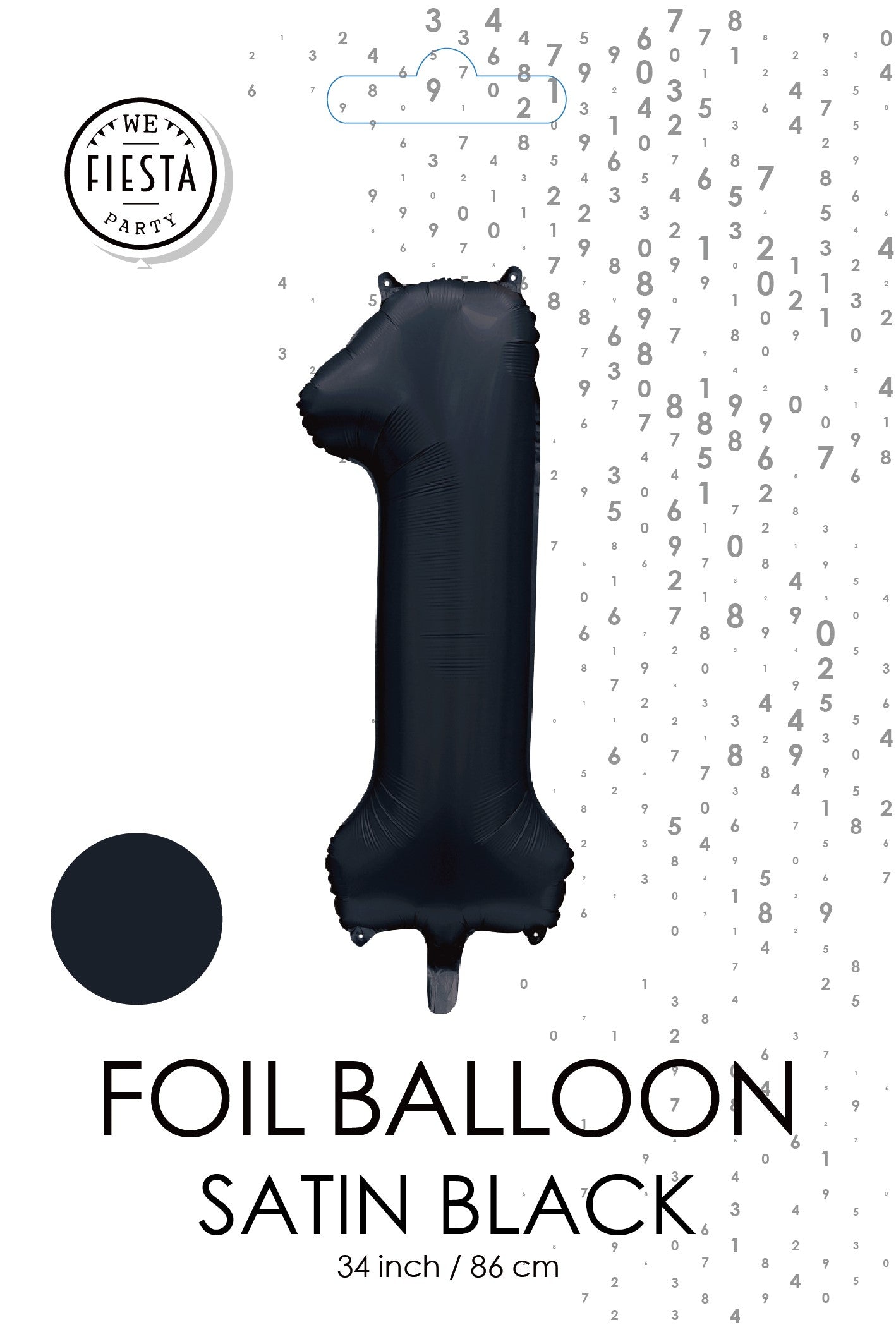 Folieballon 1 tal sort satin 86 cm