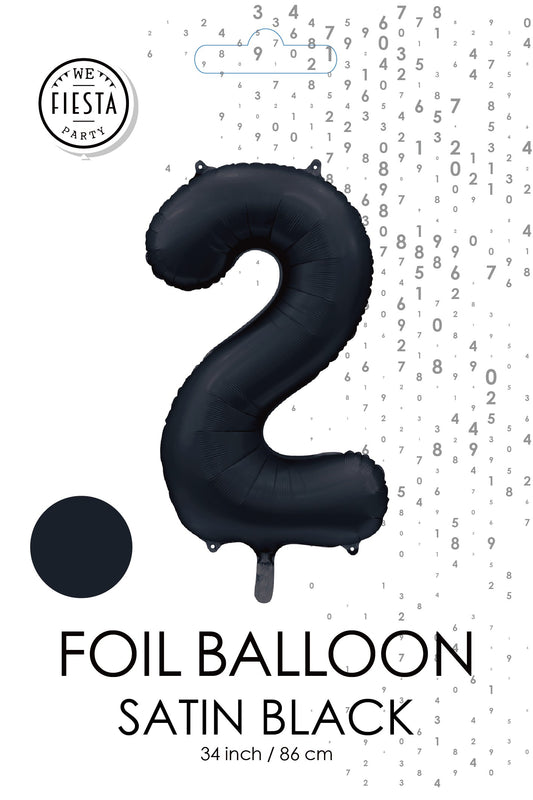 Folieballon 2 tal sort satin 86 cm