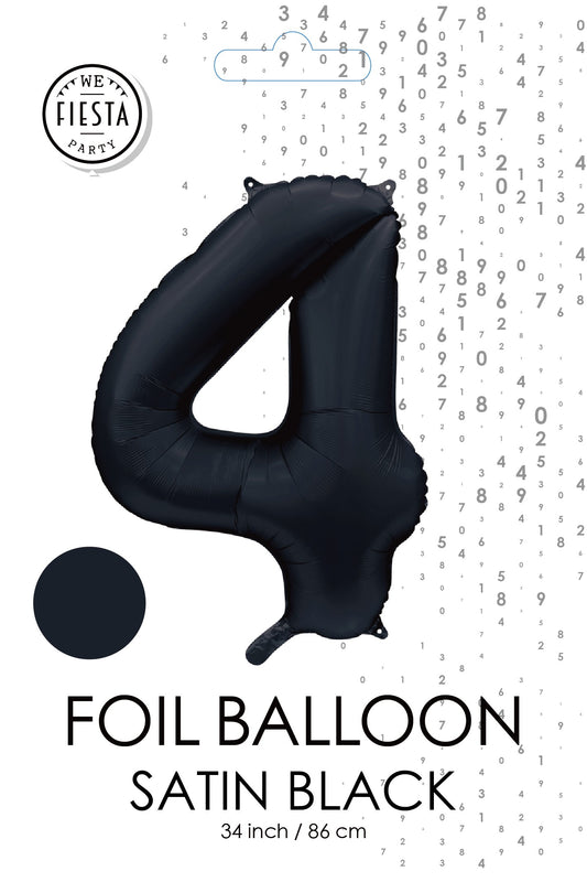 Folieballon 4 tal sort satin 86 cm