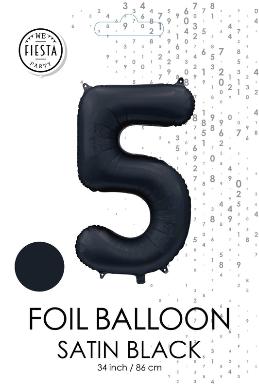 Folieballon 6 tal sort satin 86 cm