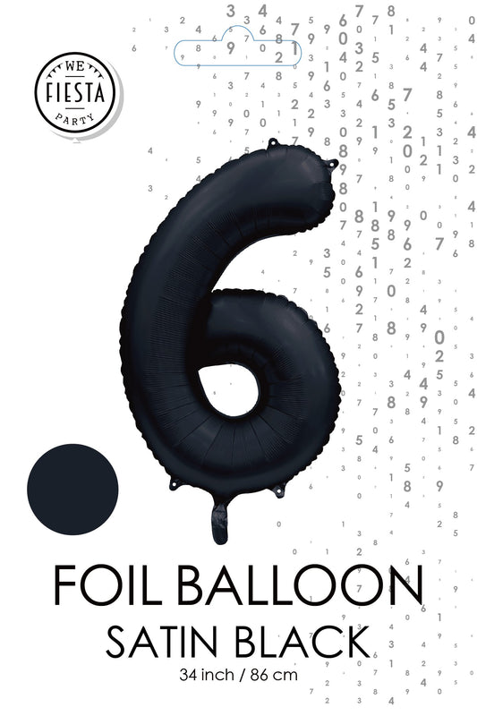 Folieballon 6 tal sort satin 86 cm