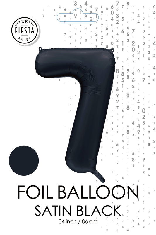 Folieballon 7 tal sort satin 86 cm