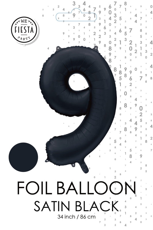 Folieballon 9 tal sort satin 86 cm
