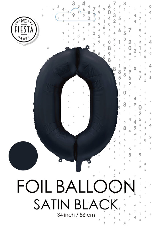 Folieballon 0 tal sort satin 86 cm