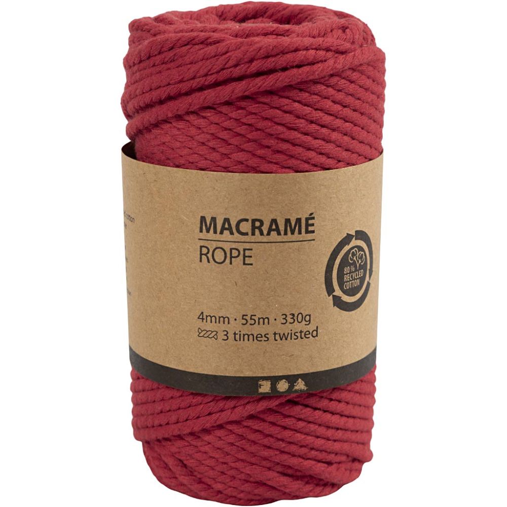 Macramé-reb Rød, 330 G