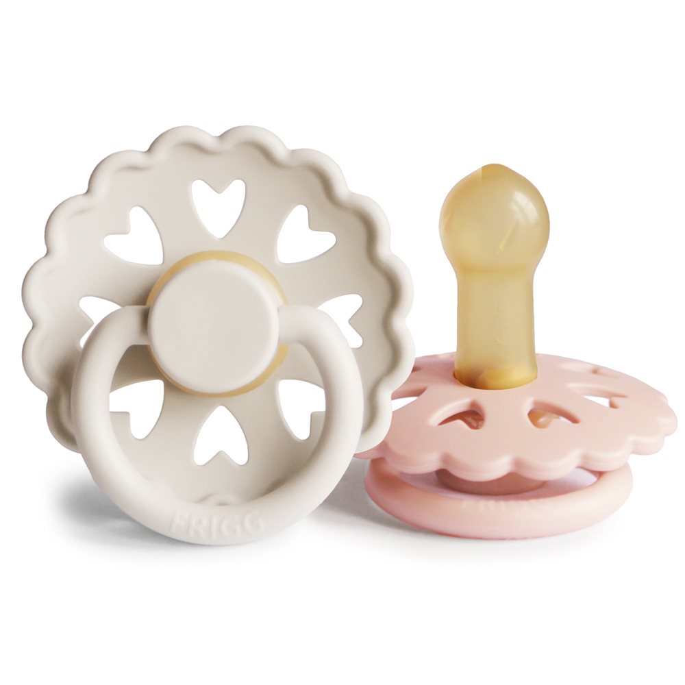 Frigg 2 pk hjerte natural latex sutter size 2 hvid/rosa