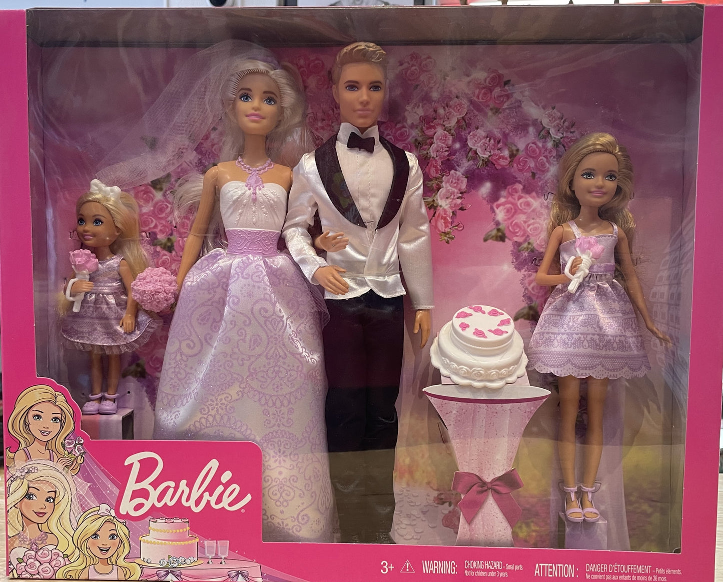 Barbie Bryllup - brud, brudgom, 2 brudepiger og tilbehør