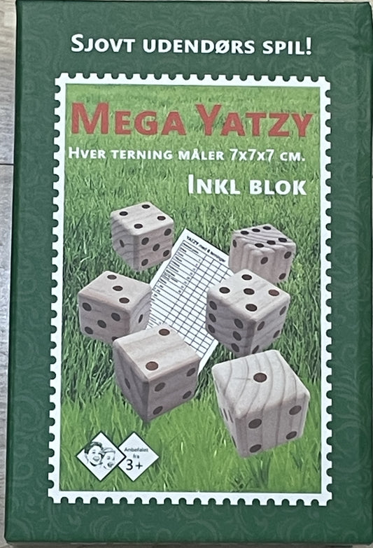 Yatzy xl havespil træ 6 tern. 7 x 7 x 7 cm. m/ blok