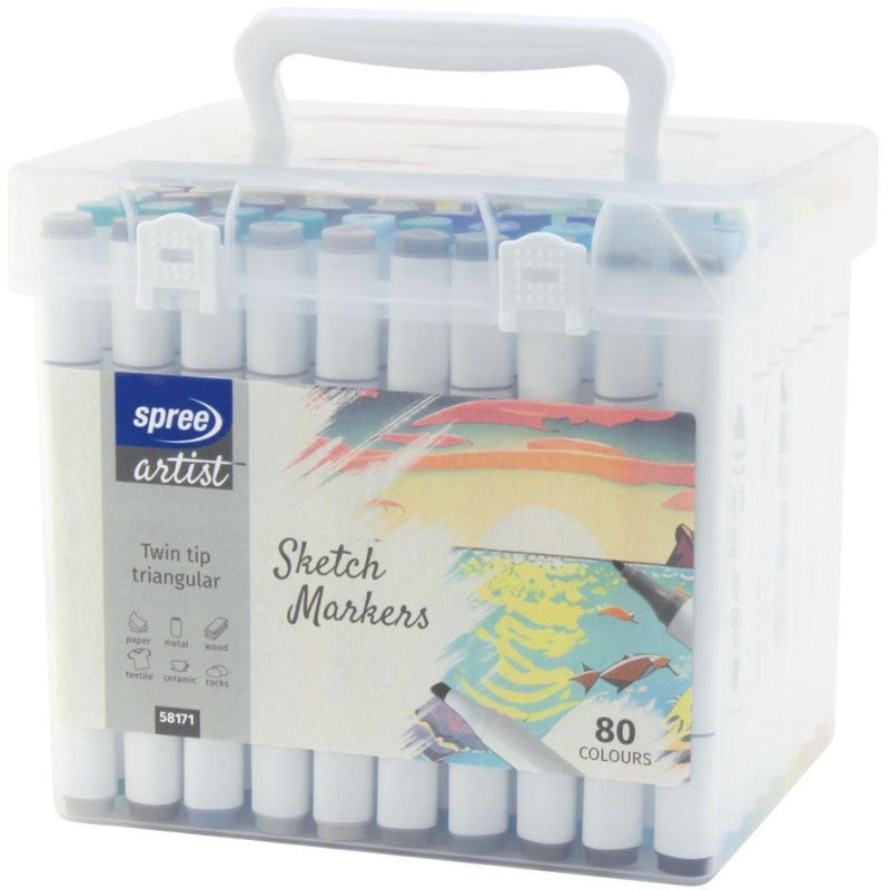 TWIN MARKERS 80 stk. i boks - vandbase