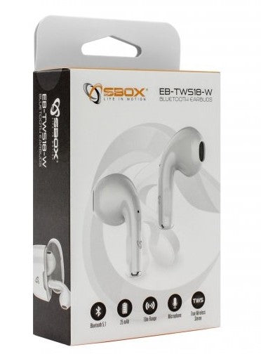 SBOX bluetooth earplugs with microphone EB-TWS18 white