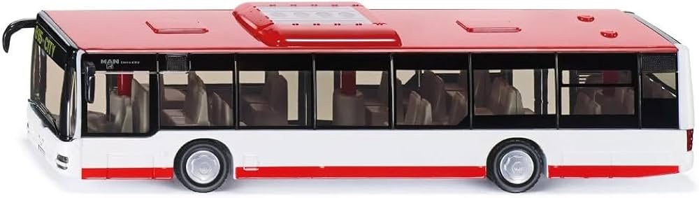 Siku Bybus, 150, Metal/Plastik, Funktionsdøre, Rød/Hvid 3734