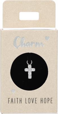 Charms til ørering sølv Kors Faith, love, hope