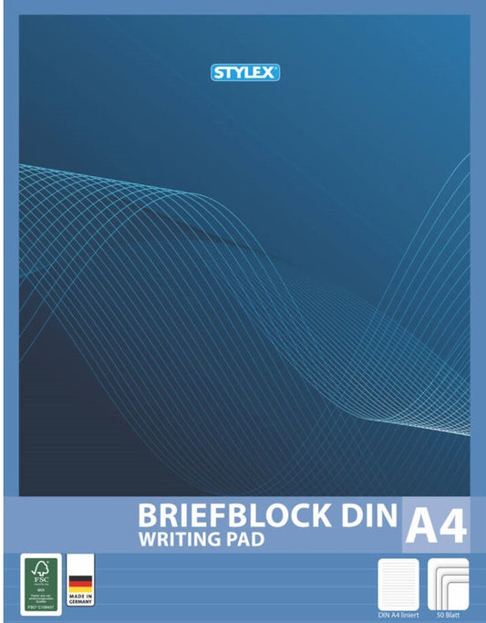 Skriveblok, DIN A4, foret, 60 g/m², 50 ark