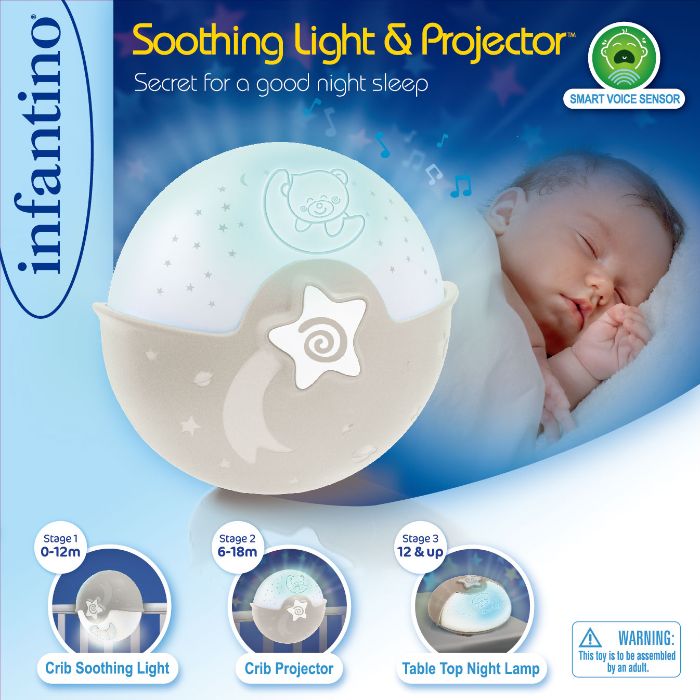 Baby projektor m/lys-LED, & lyd sensor, + 0 mdr