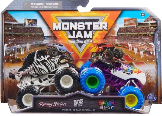 Monster Jam Racing Stripes Vs Rainbow Blast 1:64