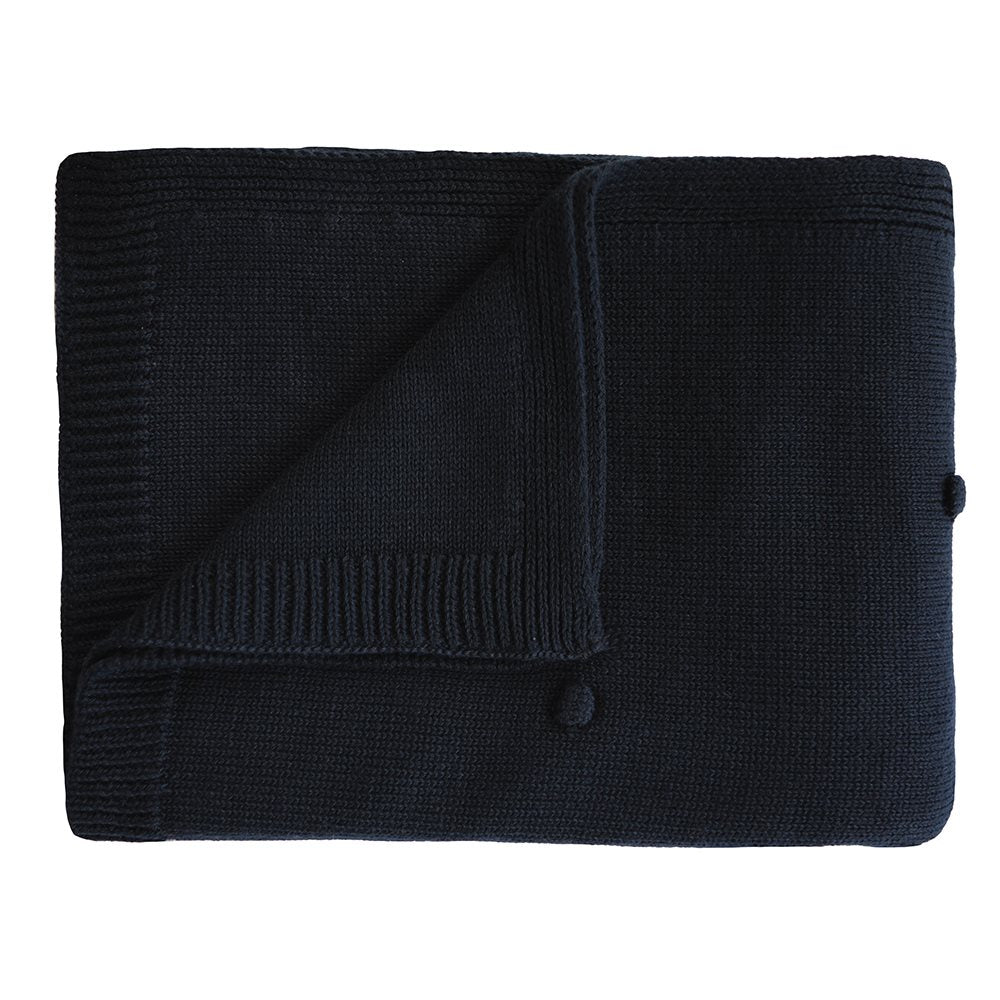 Mushie tæppe mørk navy med dots