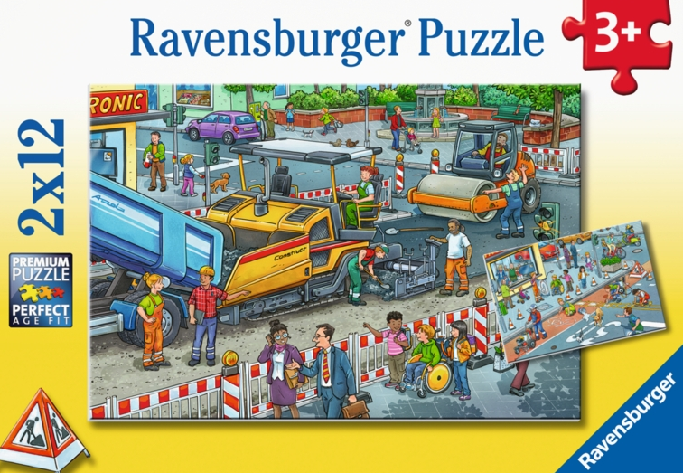 Puslespil vejarbejde 2x12 brikker