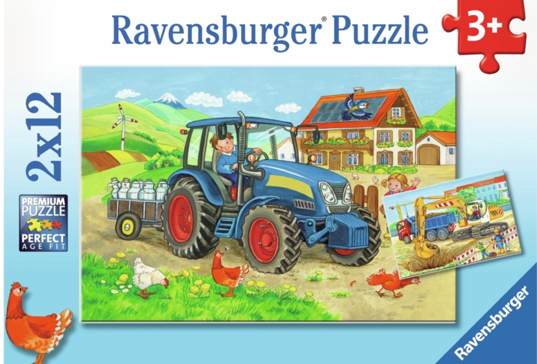 Traktor puslespil 2x12 brikker