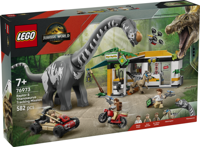LEGO Jurassic World Sporingsmission: Raptor og titanosaurus 76973
