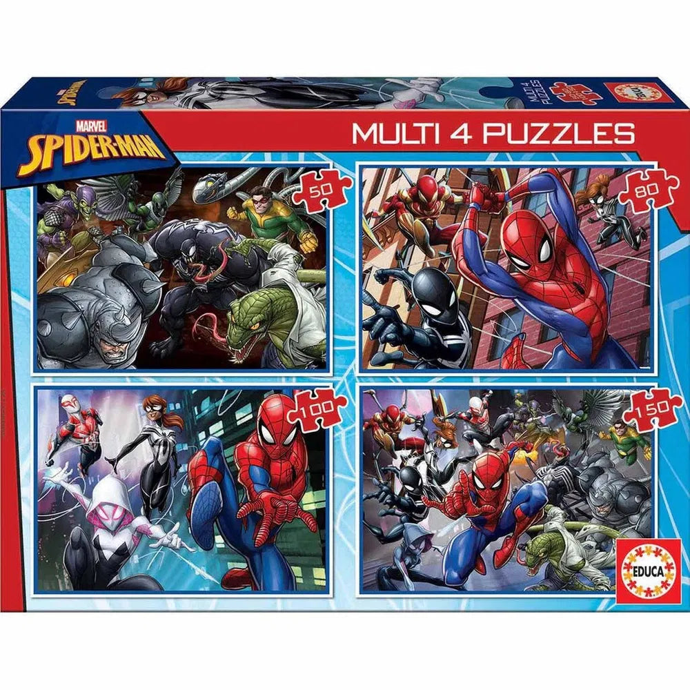 Educa 4 Puslespil Ultimate Spider-Man 50-80-100-150 Brikker