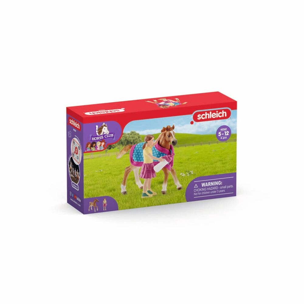 Schleich føl med tæppe 42361