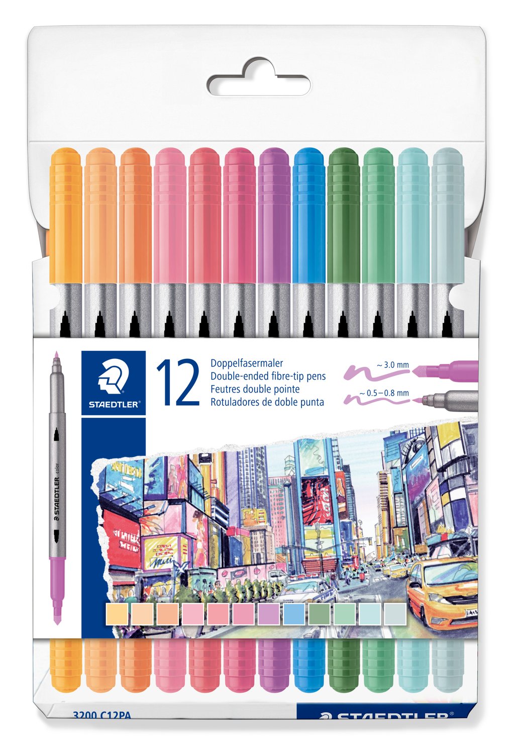 Dobbelt pen pastel 12 stk