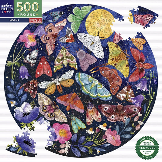 eeBoo - Round Puzzle 500 brikker - Moths