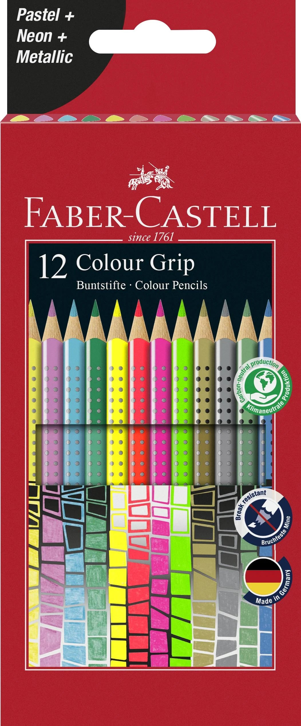 Faber-Castell - 12 farver blyant Farvegreb Special Pastel-neon æske
