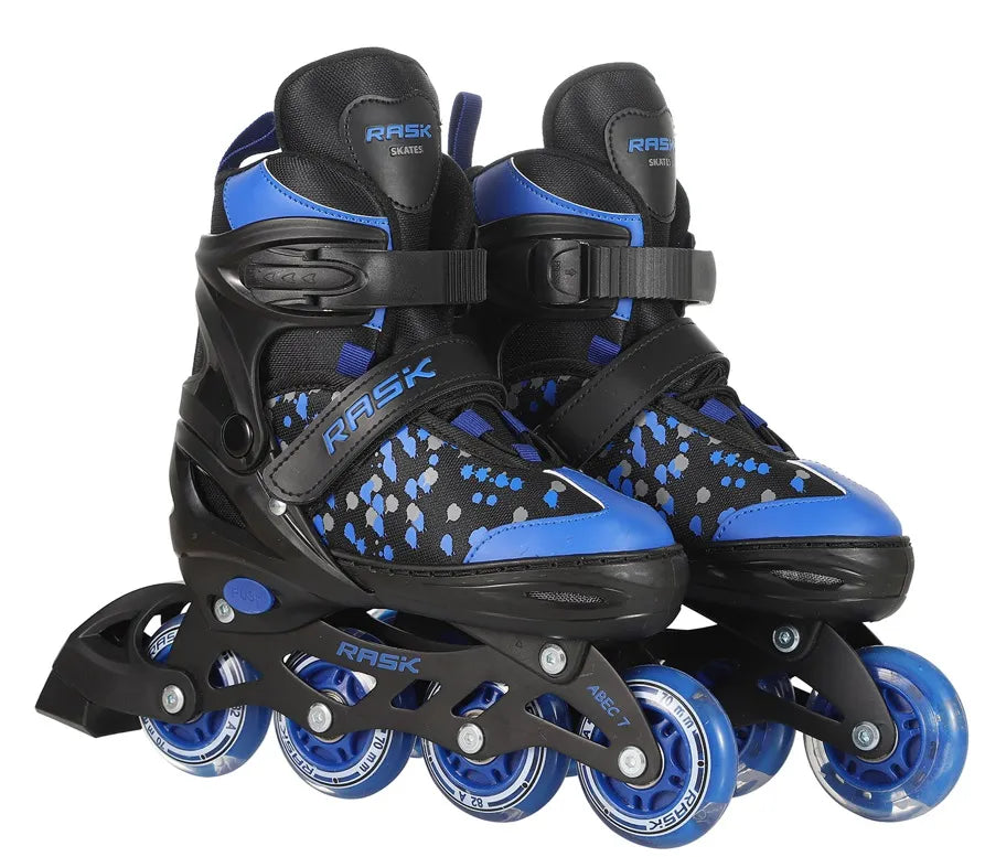 RASK 3i1 SPLASH Rulleskøjte BLUE med LYS i ALLE HJUL
