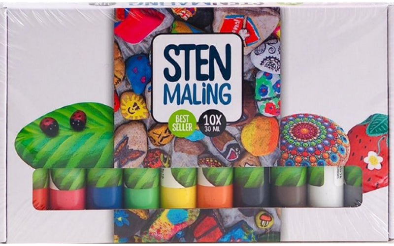 Stenmaling 10X30ml METALLIC farver