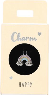 Charms til ørering i lille æske - Happy (regnbue)