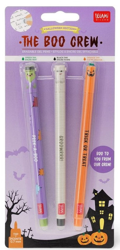 Erasable gel pen, 3-pack, Halloween - Frankenstein/Mummy/Pumpkin