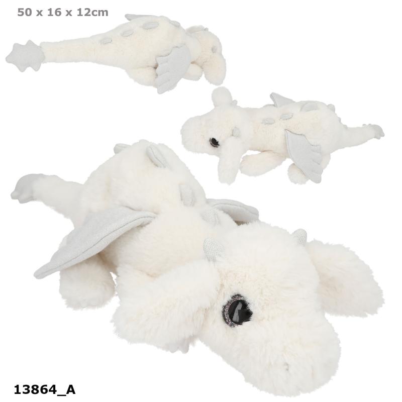 SNUKIS Drageplys m/ guldglittervinger, hvid