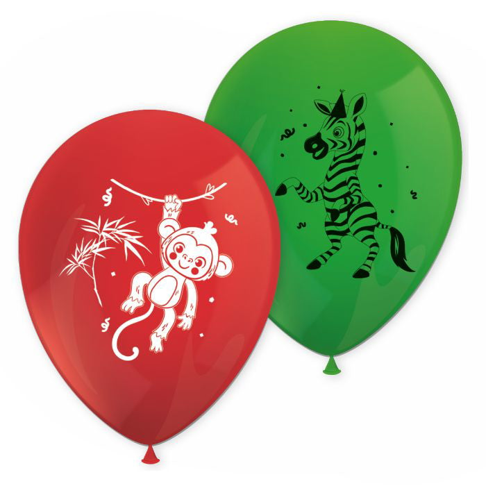 Jungle Latex Ballon m/tryk, 8 stk