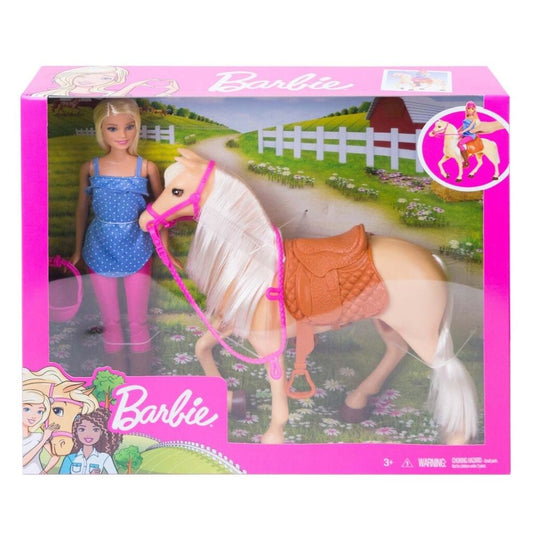 Barbie med hest, lyshåret.