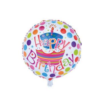 Folieballon Happy Birthday med prikker