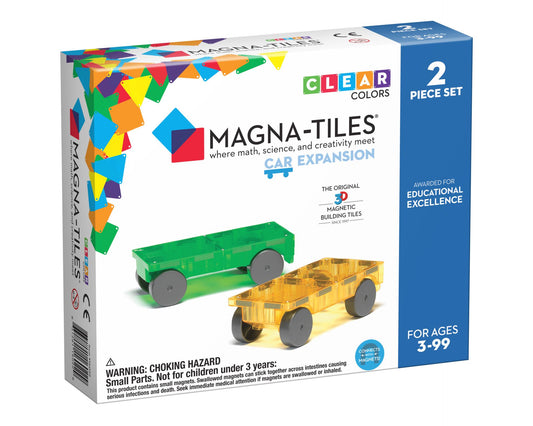 Magna-Tiles Cars Expansion Sæt indeholder 2 hjulet chassis!