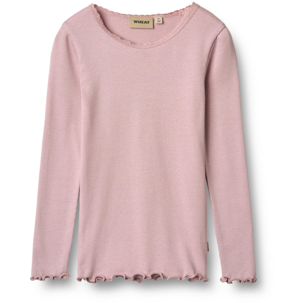 Wheat langærmet rib T-shirt rosa 98 cm