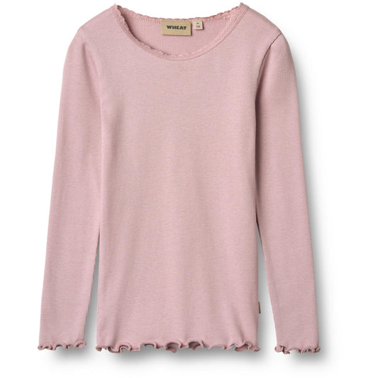 Wheat langærmet rib T-shirt rosa 98 cm