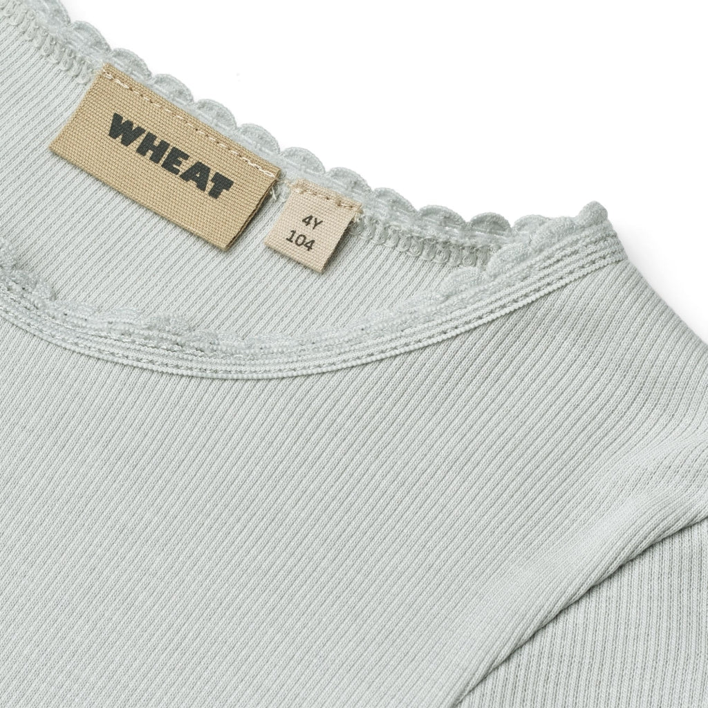 Wheat langærmet rib T-shirt rosa 98 cm