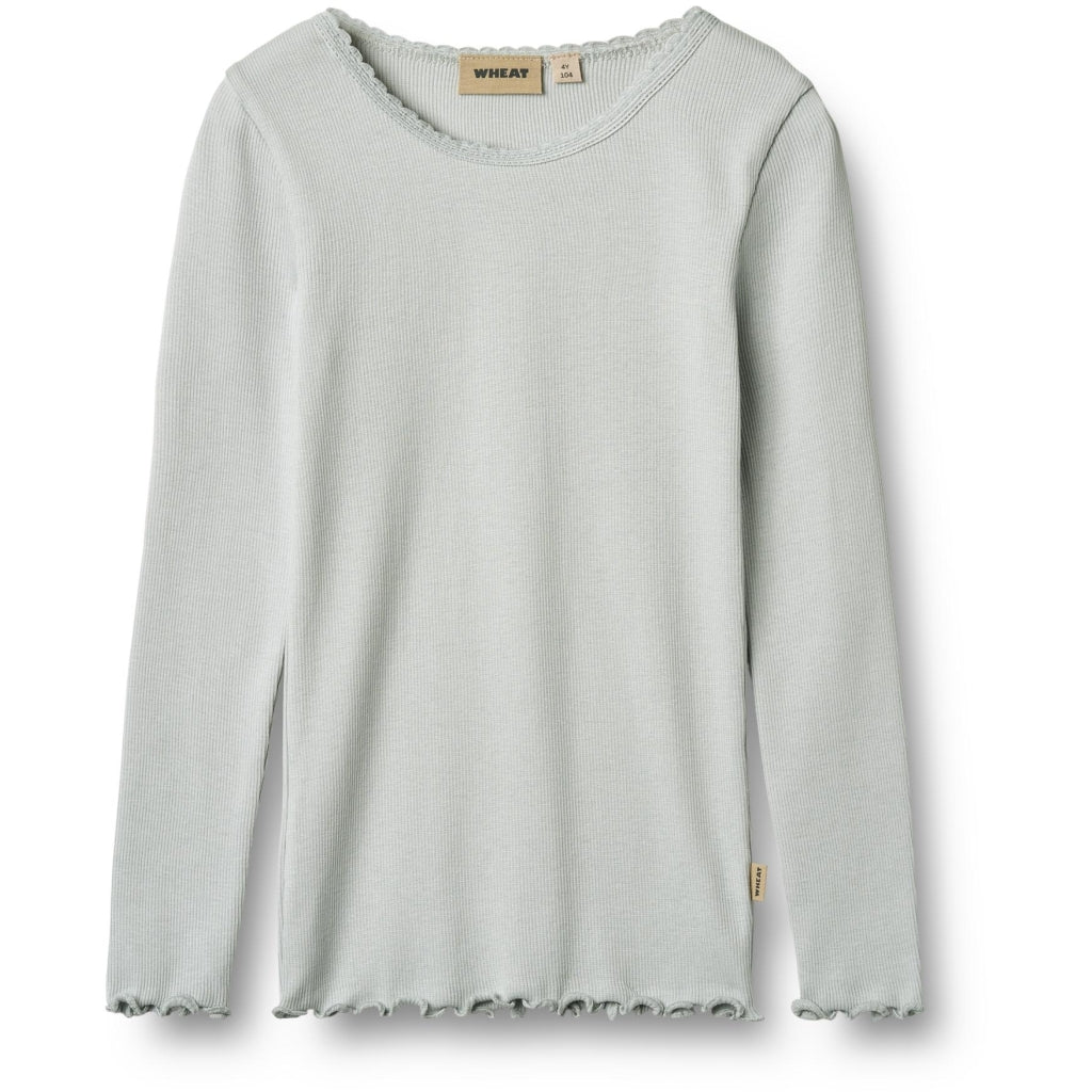 Wheat langærmet rib T-shirt rosa 98 cm