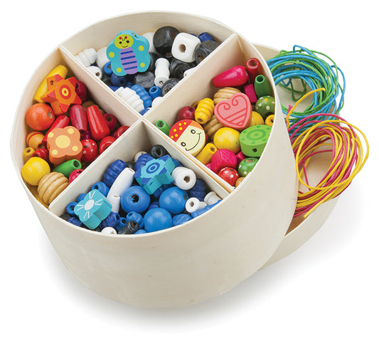 Træperler flotte med snor, Woet