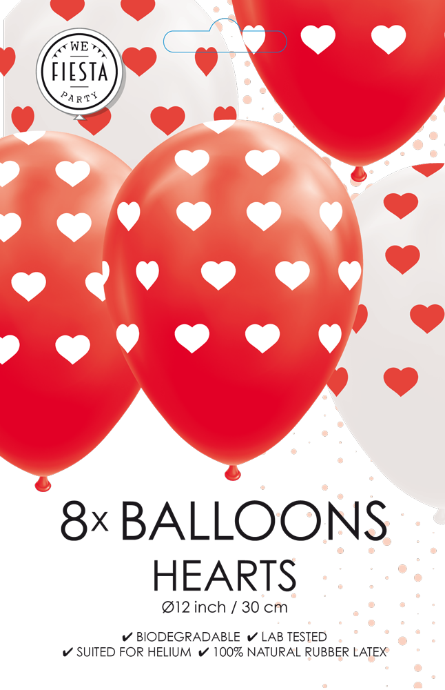 8 stk. balloner med hjerter