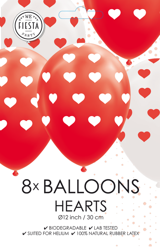 8 stk. balloner med hjerter