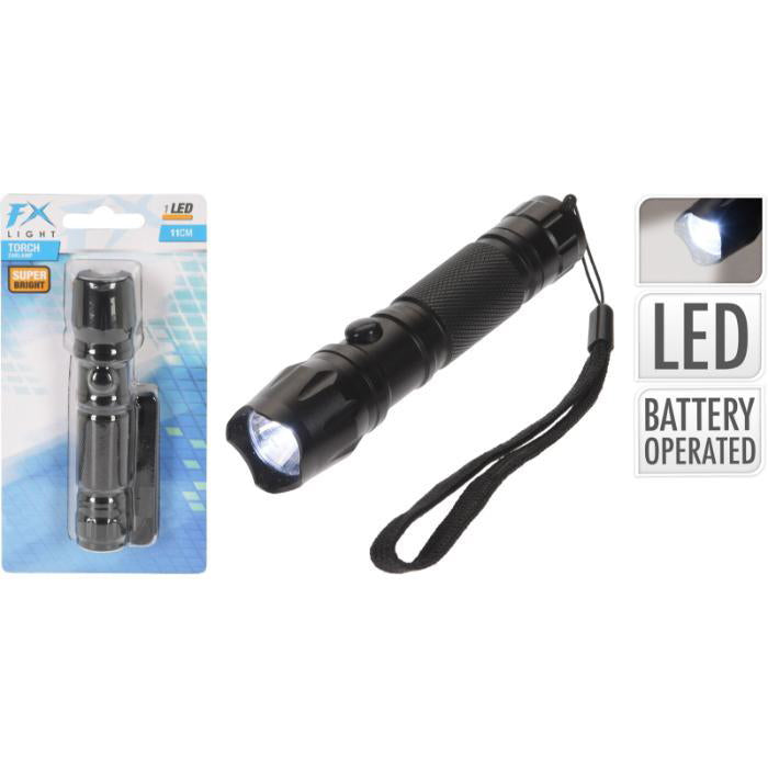Lommelygte m/led lys 0,5 watt, mat sort 11cm