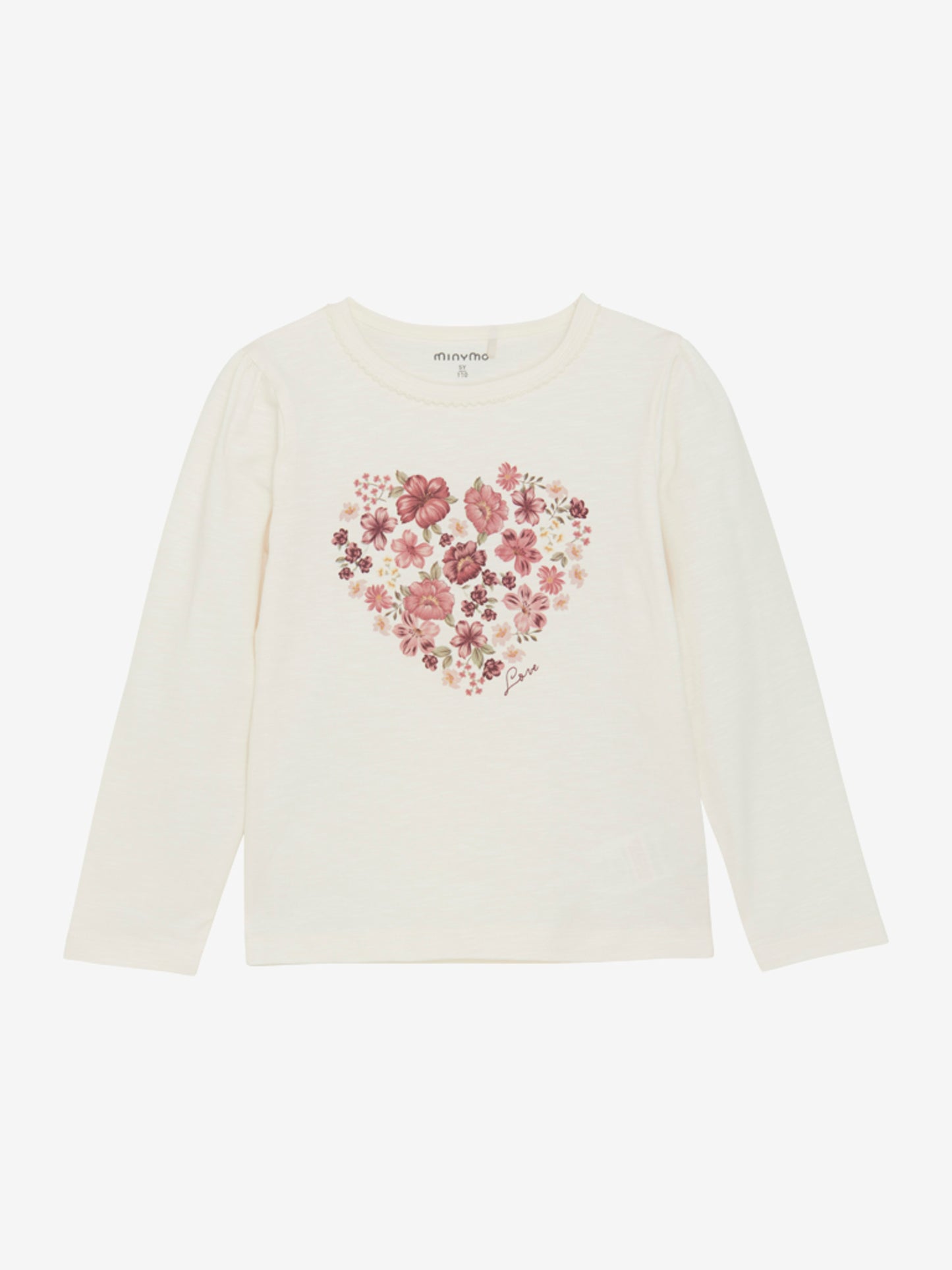 Minymo langærmet t-shirt med blomster hjerte