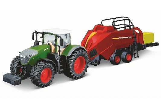 Bburago Traktor med Ballepresser